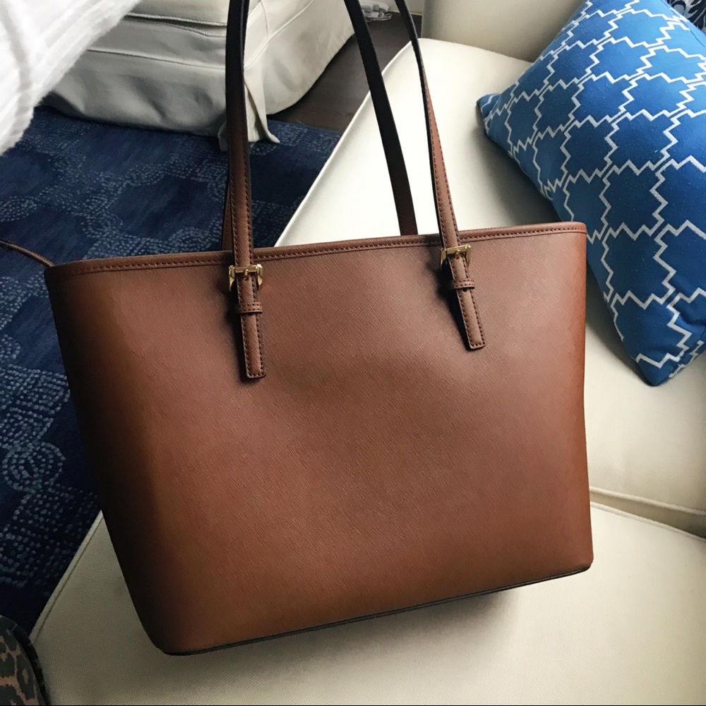 👜 MICHAEL KORS BROWN LEATHER LARGE BAG! - Picture 6 of 8